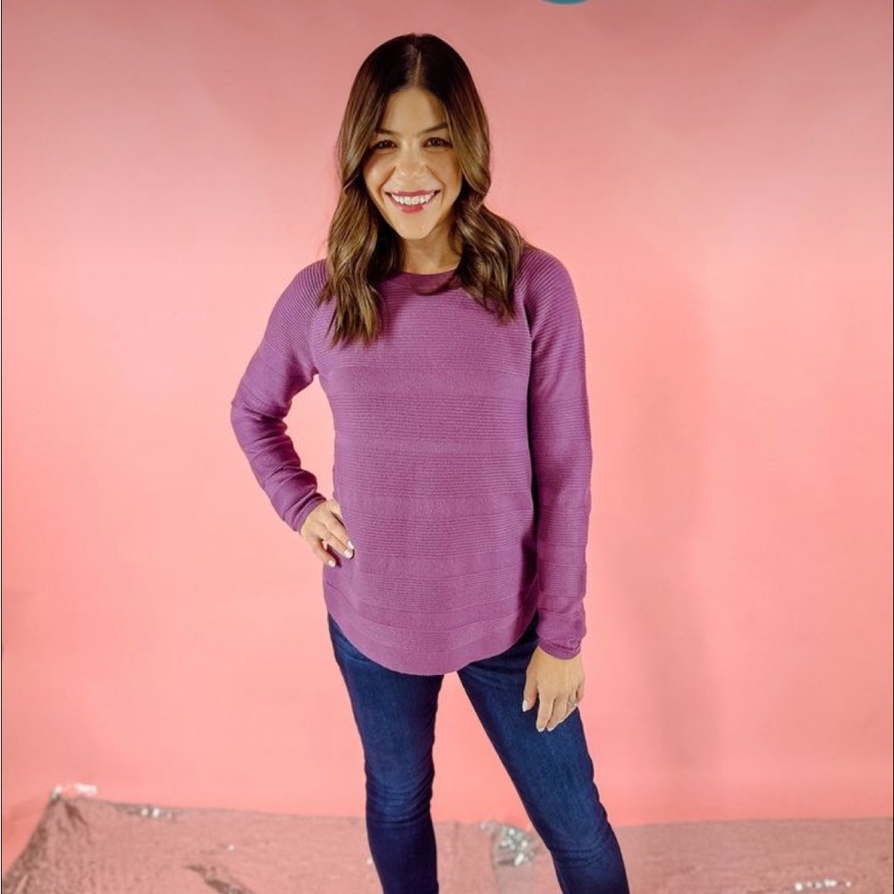 MyEllement Boutique Harbor Ribbed Detail Sweater muted plum